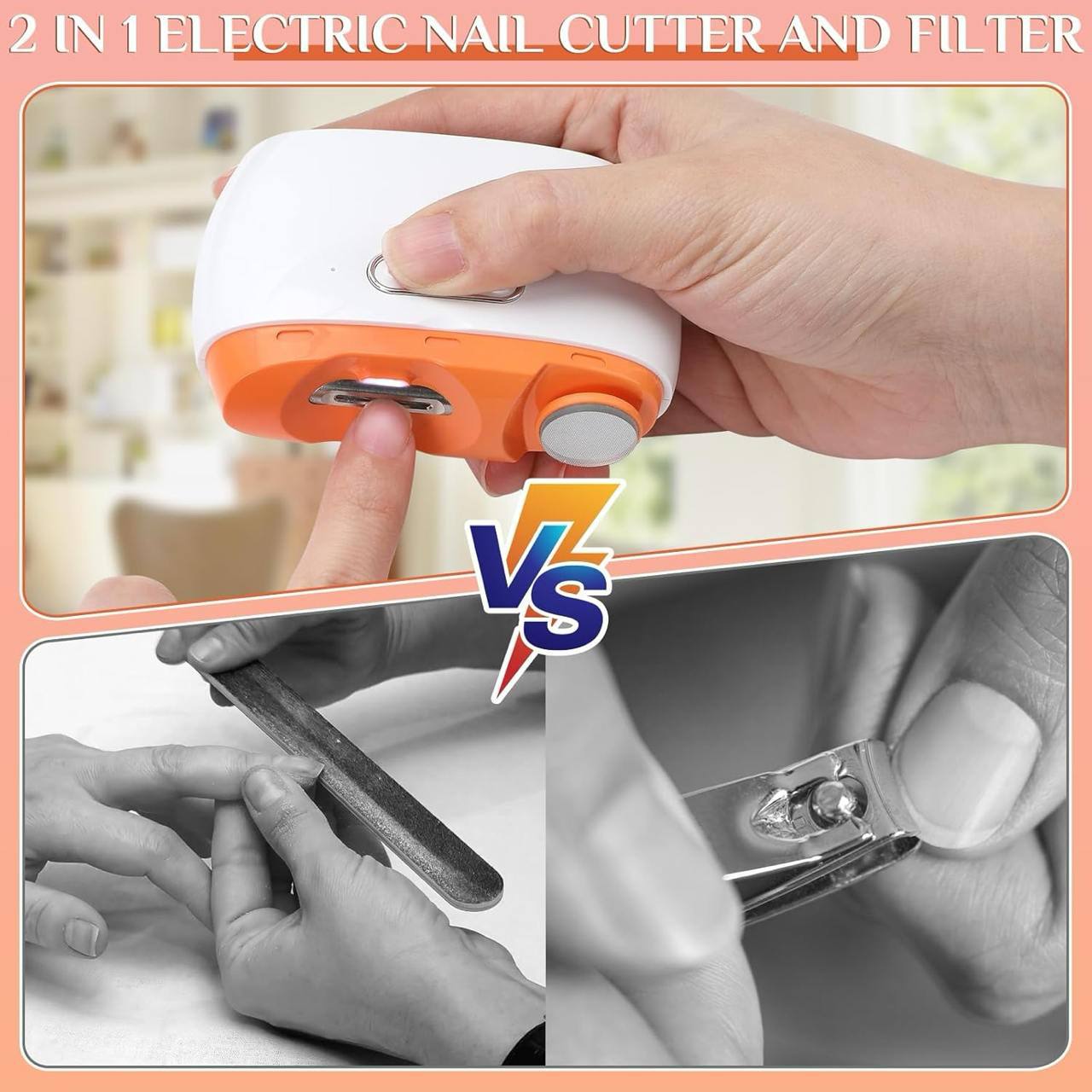 2-in-1 Electric Nail Clipper & Nail Grinder – Safe, Automatic Nail Trimming